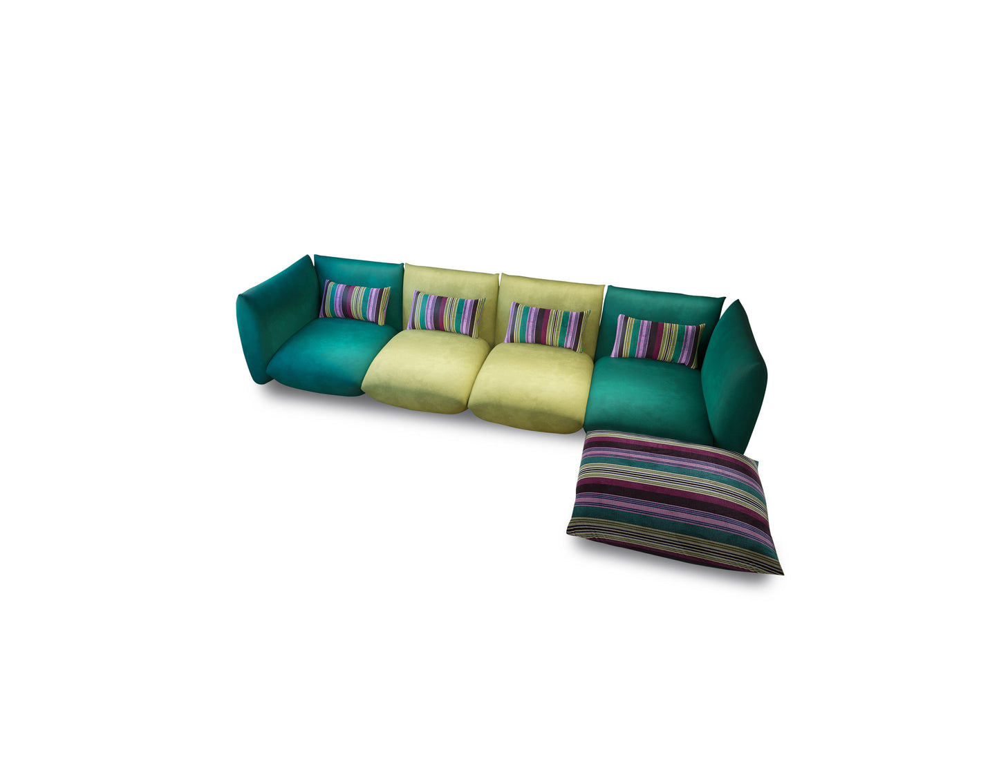 Basso-green-colorful-modular-low-profile-sofa-set-for-modern-apartments