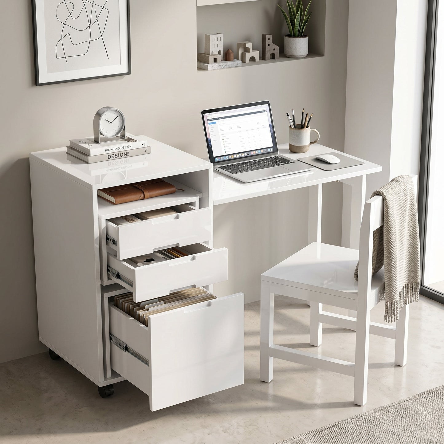 Expand micro office ludovico | Glossy White
