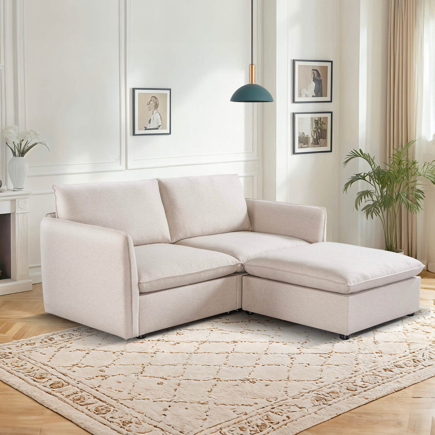 Mosaic 2 seat sofa with ottoman