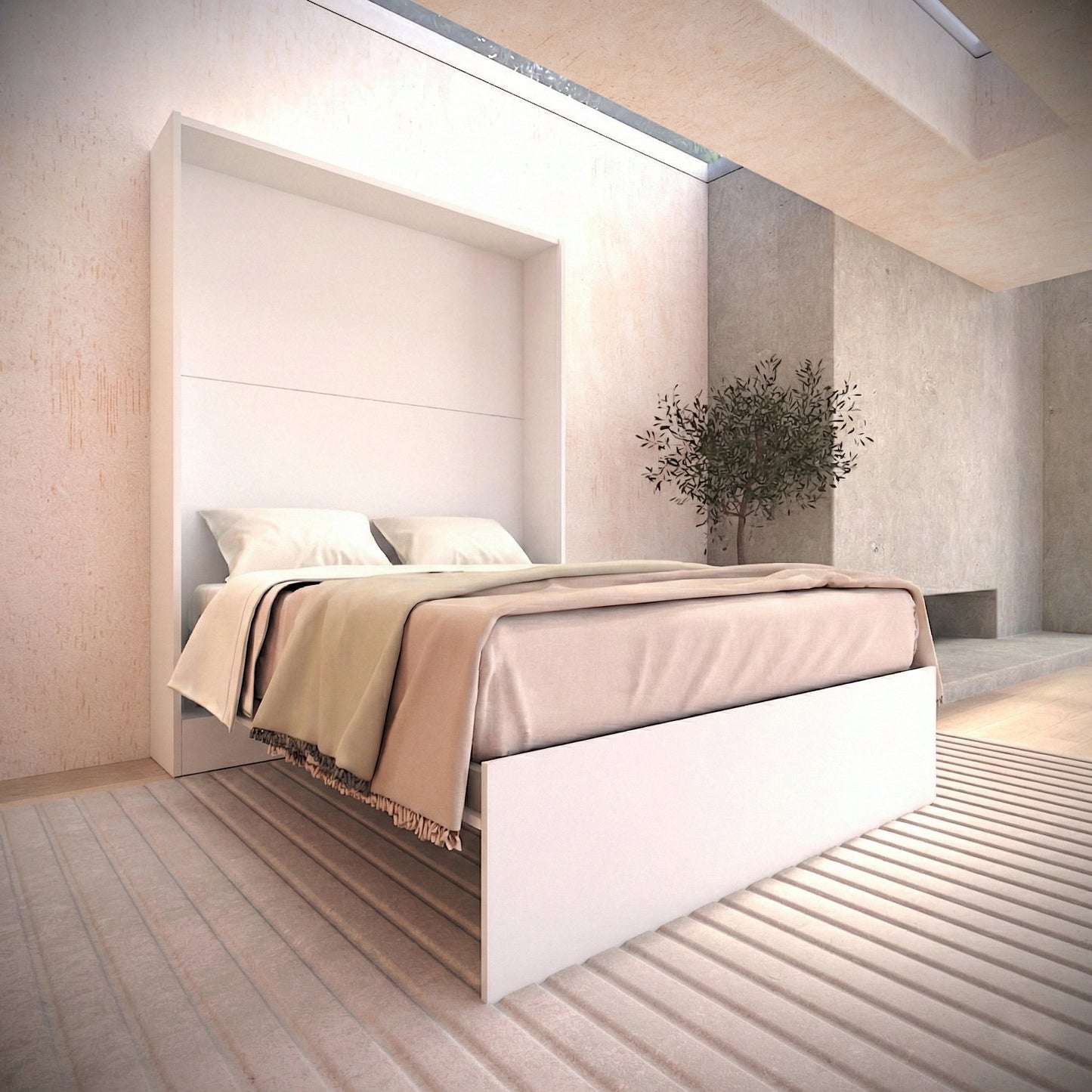 Panel - Designer Murphy Bed in King size - White finish - Expand Furniture