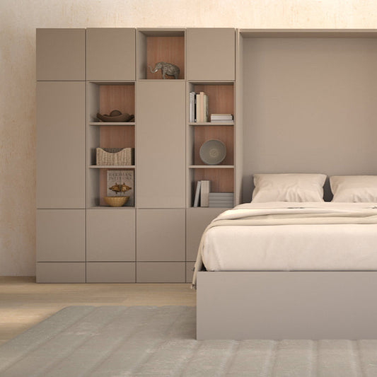 Mixed panel modular design with panel murphy bed open