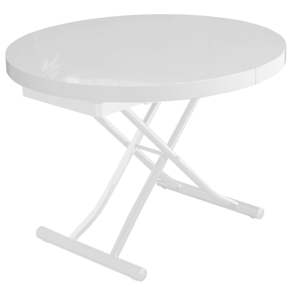 The Oval - Round to oval lifting coffee table in glossy white raised wl