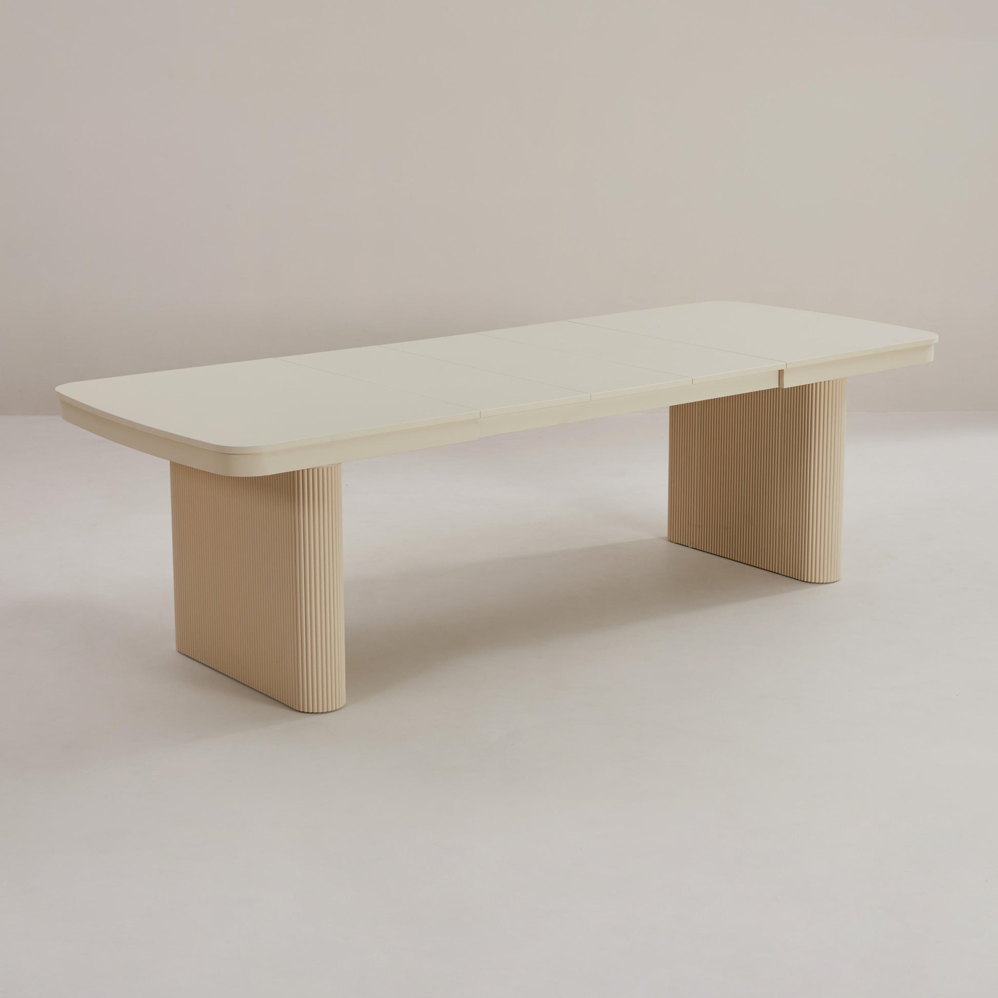 modern fluted curved table in light beige