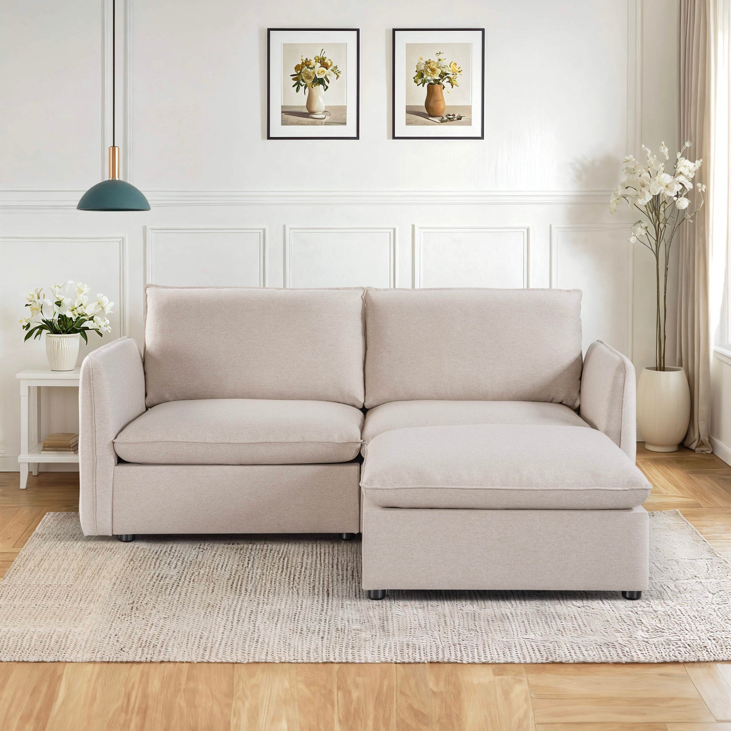 mosaic 2 seat sofa with ottoman added