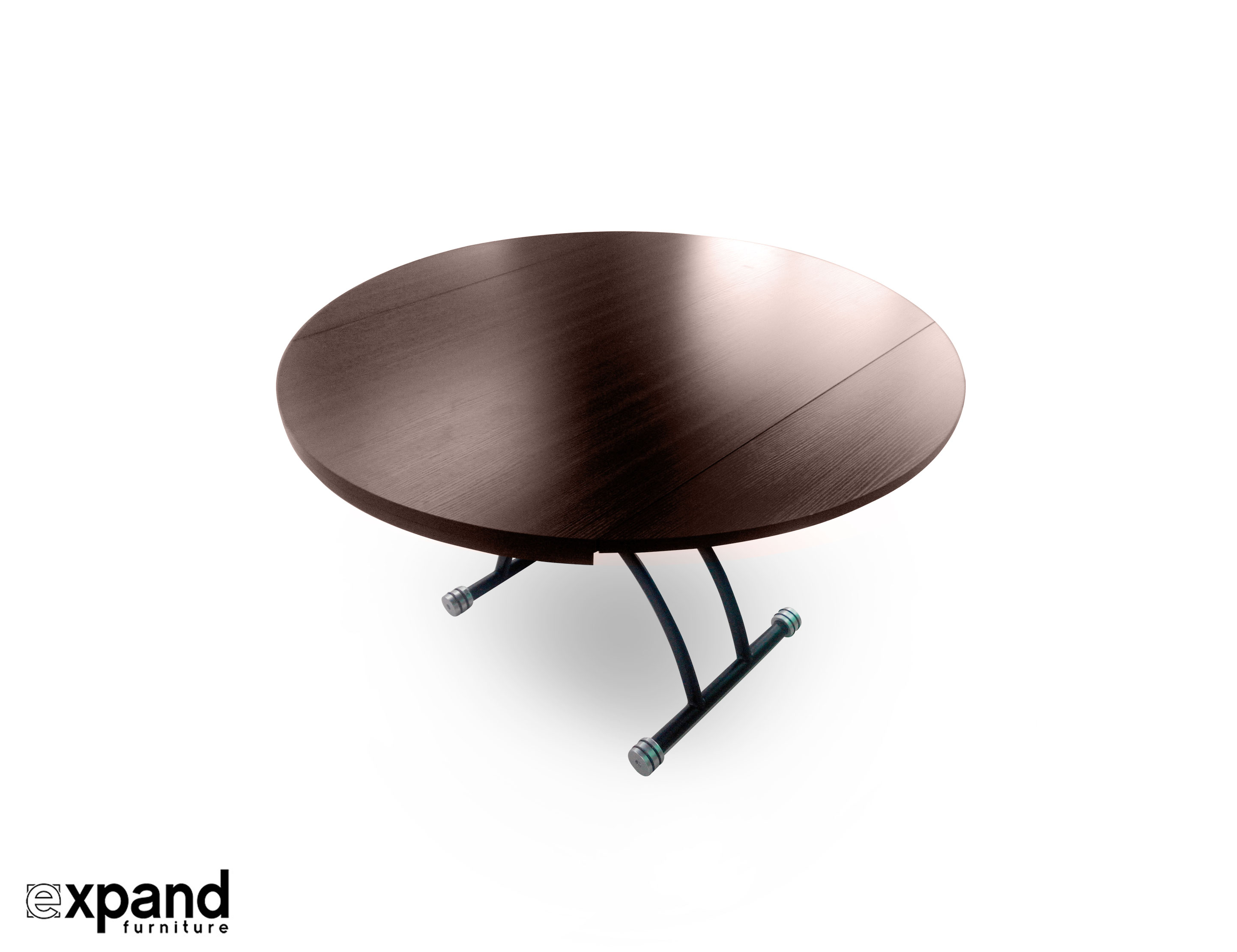 chord <strong>round</strong> convertible coffee dining table in walnut