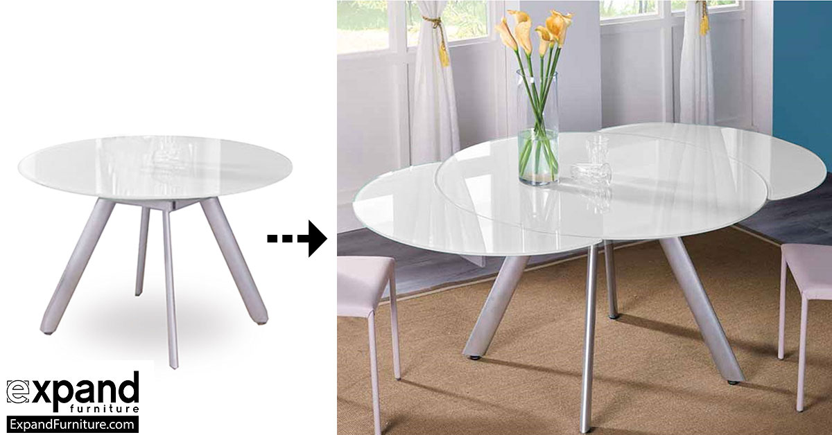 The Butterfly Expandable Round Glass Dining Table | Expand Furniture