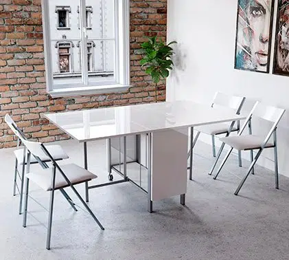 Folded White Expandable Table And Chairs For Sale In Miami