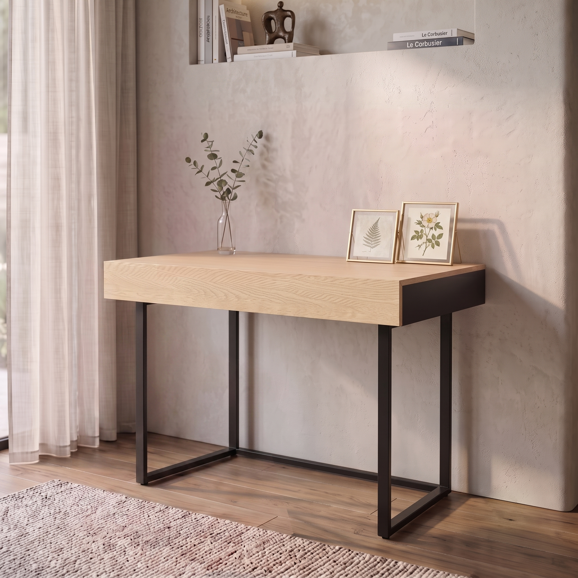 Archive fold closed as minimal office table  | Champagne Ash