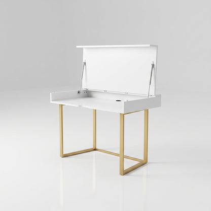 Archive fold office to table opened | Gloss White - Satin Gold