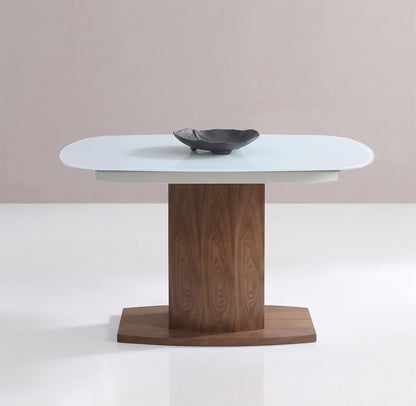 Baobab extending oval table compacted glass with walnut by Expand Furniture