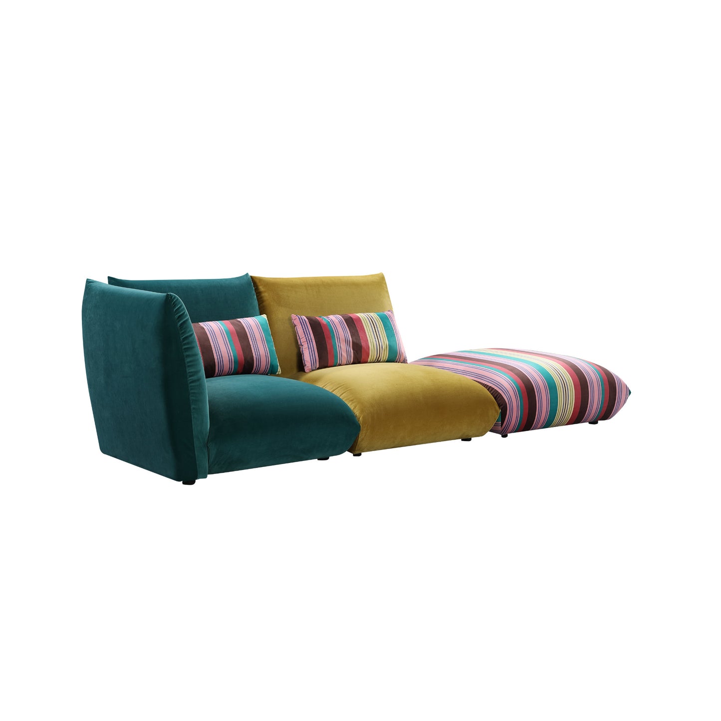 Basso 3 piece modular bubble sofa set in greens and stripes from side