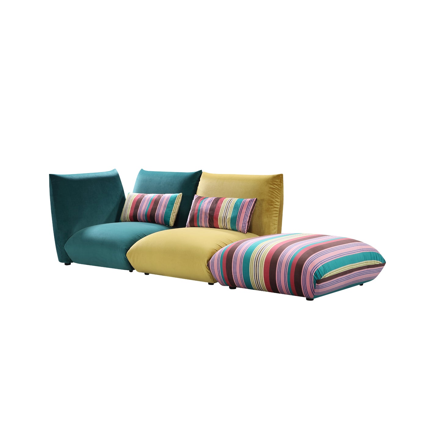 Basso-3-piece-modular-bubble-sofa-set-in-greens-and-stripes