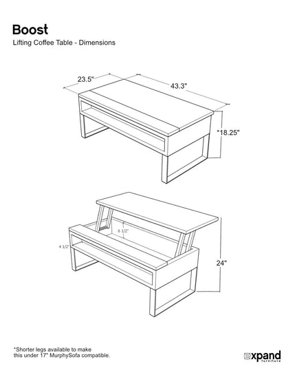 Boost Dimensions of the table open and closed