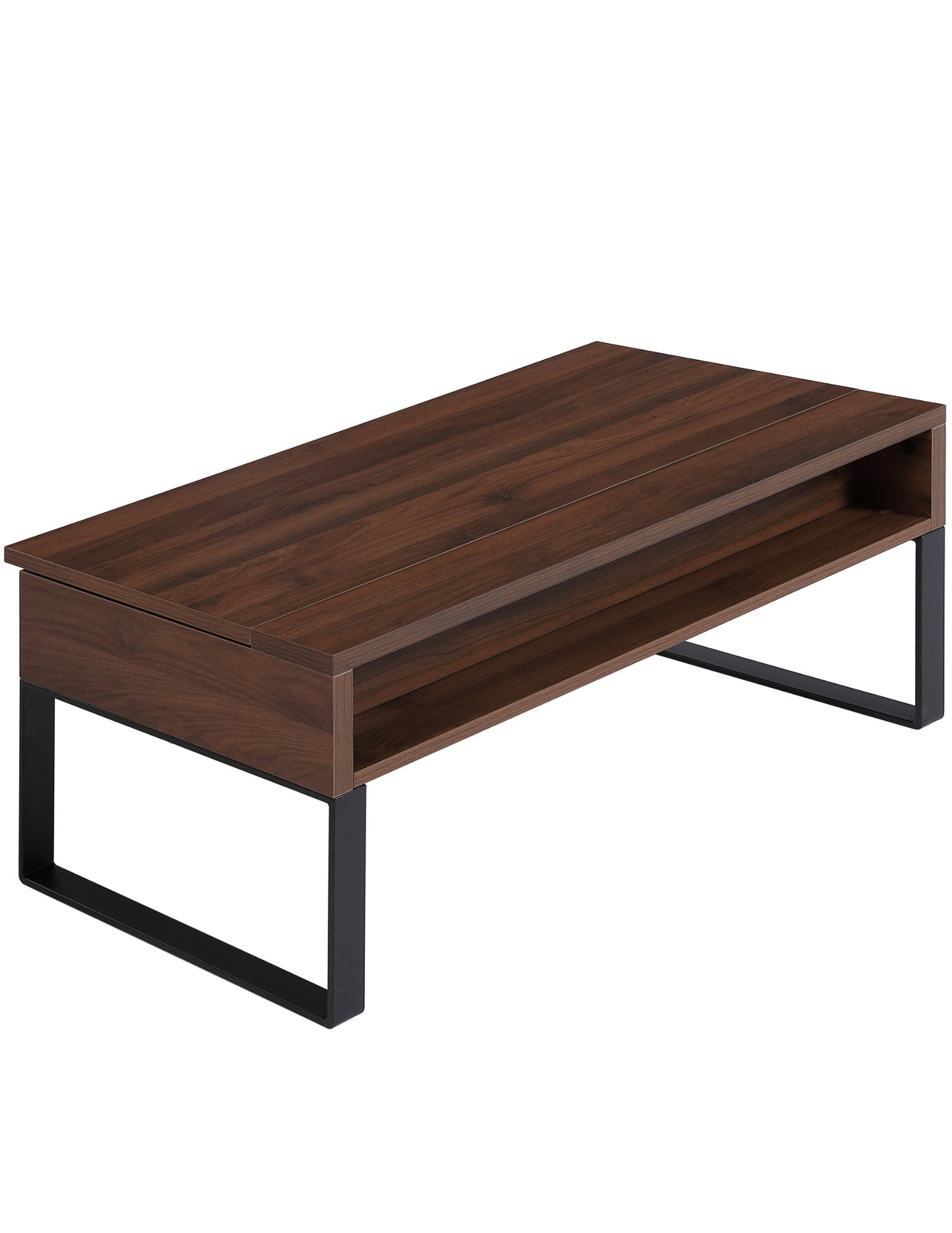 Boost Storage Lift top table with chocolate walnut panel and black legs - closed