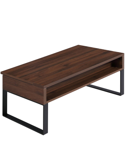 Boost Storage Lift top table with chocolate walnut panel and black legs - closed