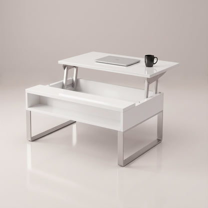 Boost lift storage table in glossy white opening