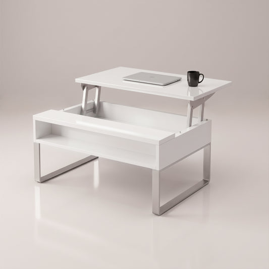 Boost lift storage table in glossy white opening