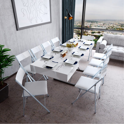 Box-Coffee-table-in-glossy-white-with-nano-chairs-surrounding-it-in-white