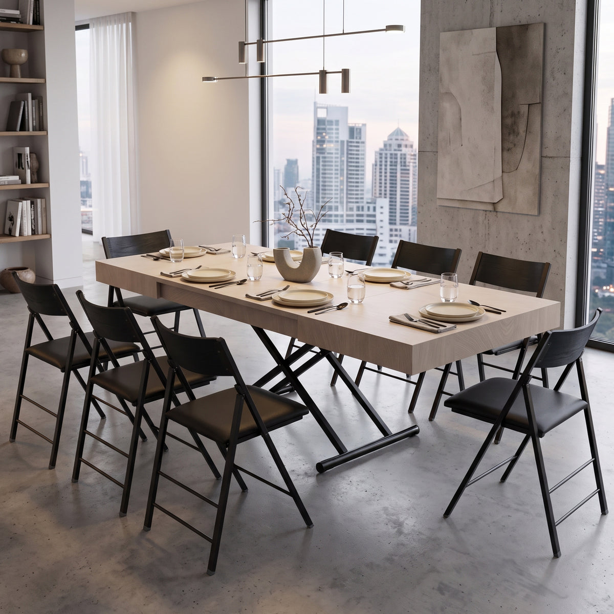 Box Coffee height adjustable transforming table with nano set | Concrete Texture