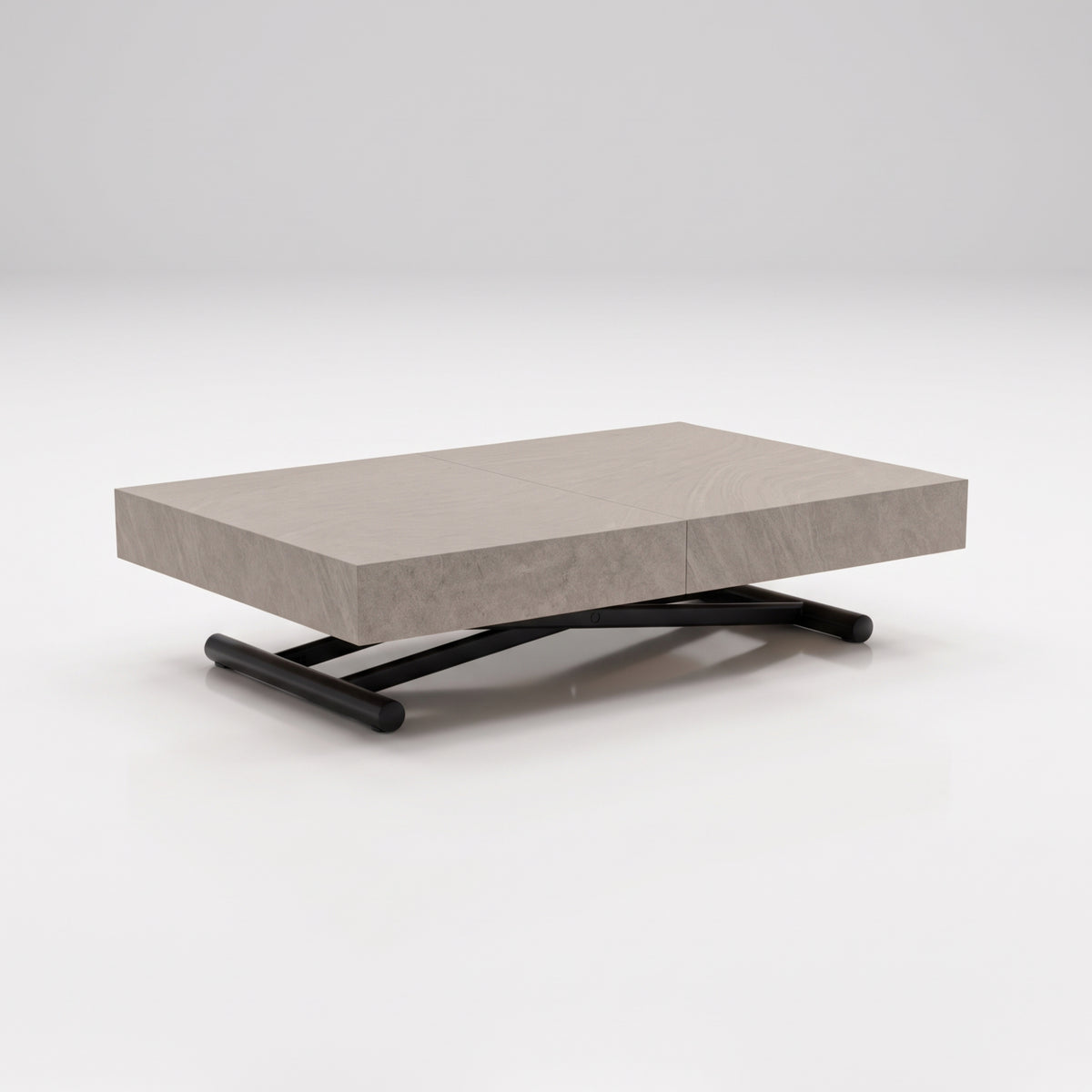 Box Coffee lowered height adjustable transforming table | Concrete Texture