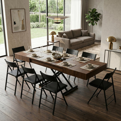 Box Coffee table moved from living room to create a dining room | Chocolate walnut