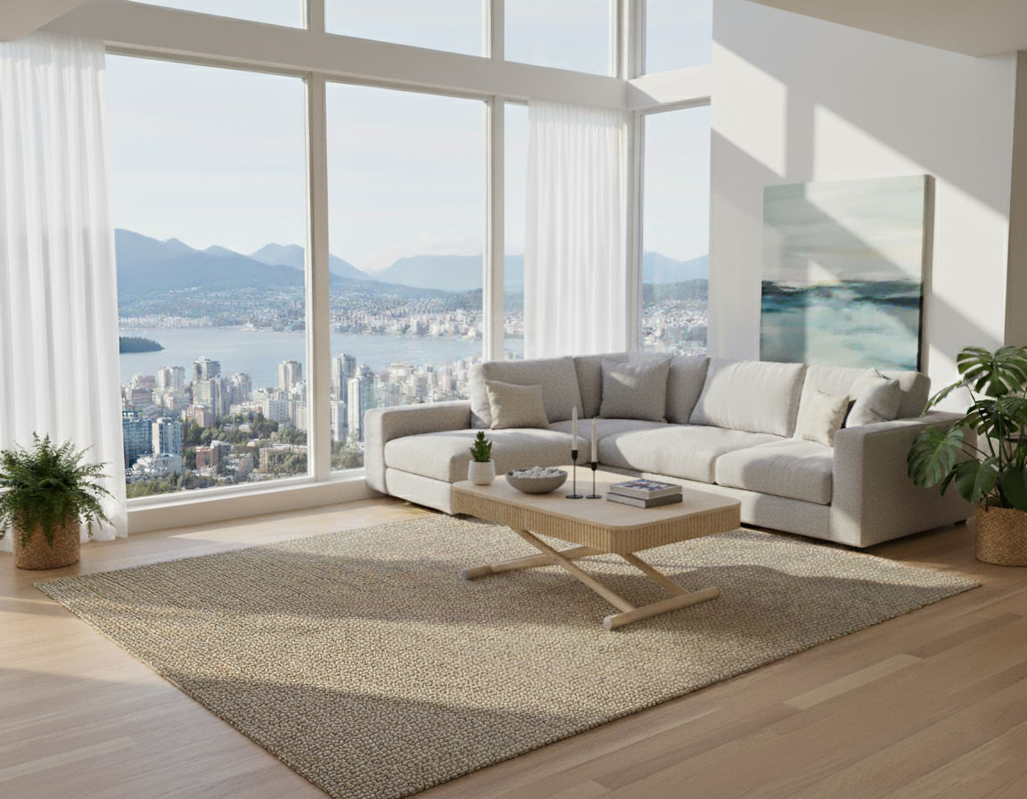 box coffee curve dining table in oak wood in at adjusted to mid height but not expanded