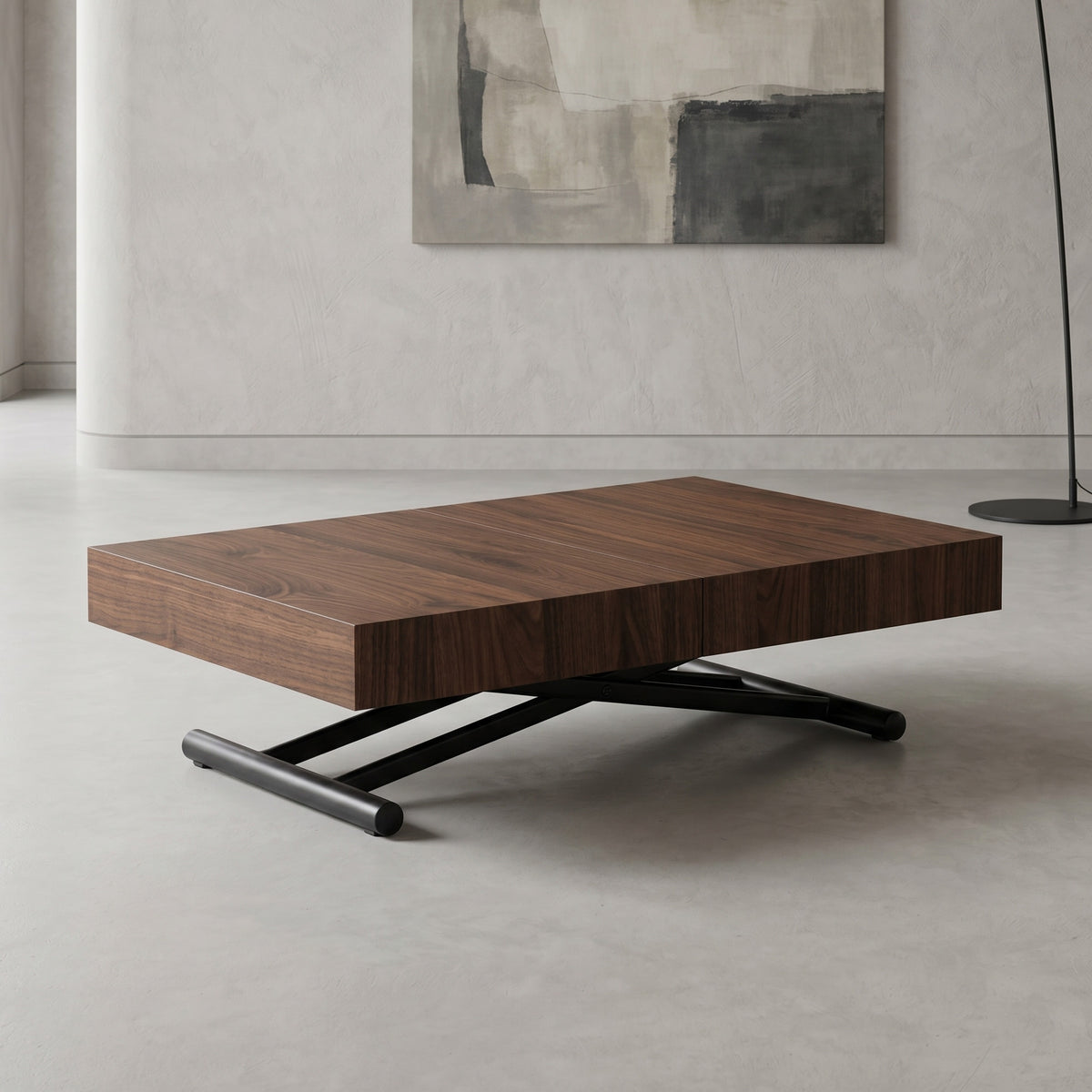 low profile box coffee table can raise in height and open to seat 12 | Chocolate walnut