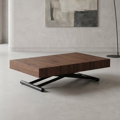 low profile box coffee table can raise in height and open to seat 12 | Chocolate walnut