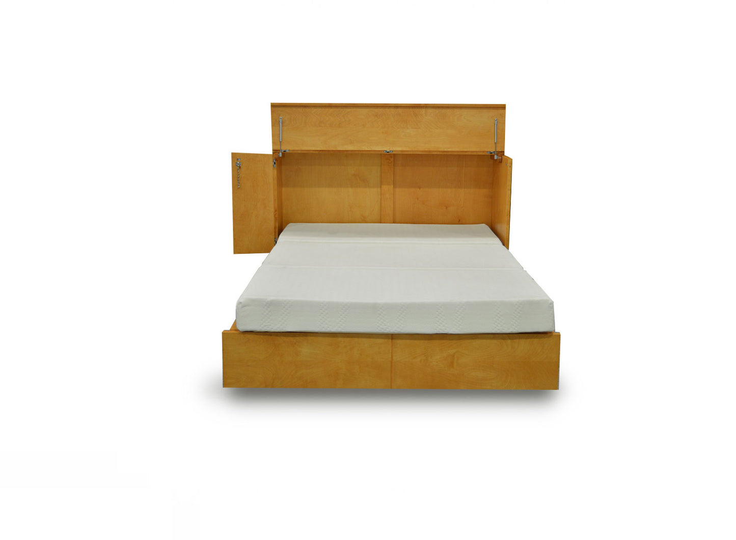 Cabinet-bed-in-natural-wood-color-no-handles