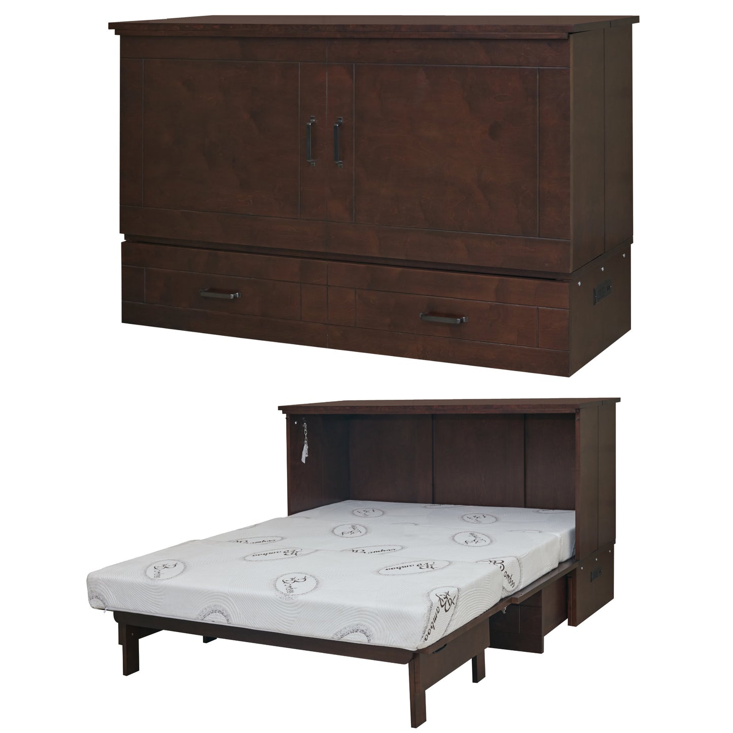 Cabinet bed murphy bed chest in Espresso grey brown wood