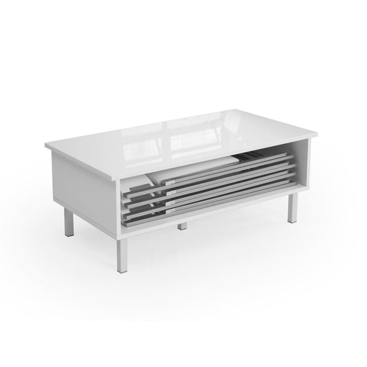 Cache White gloss Storage table for Folding chairs or Extensions