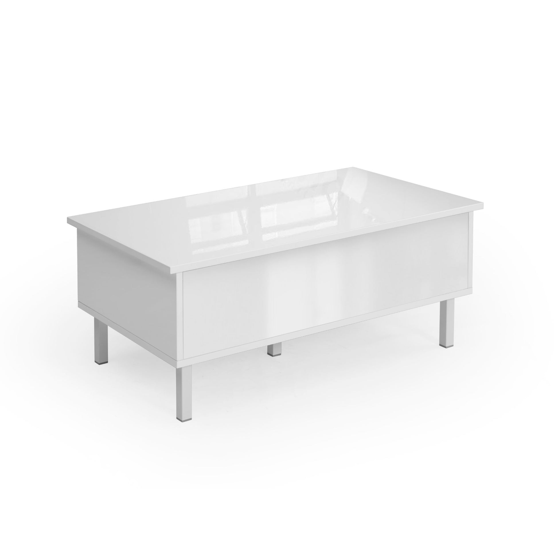 Cache White gloss table with massive storage compartment