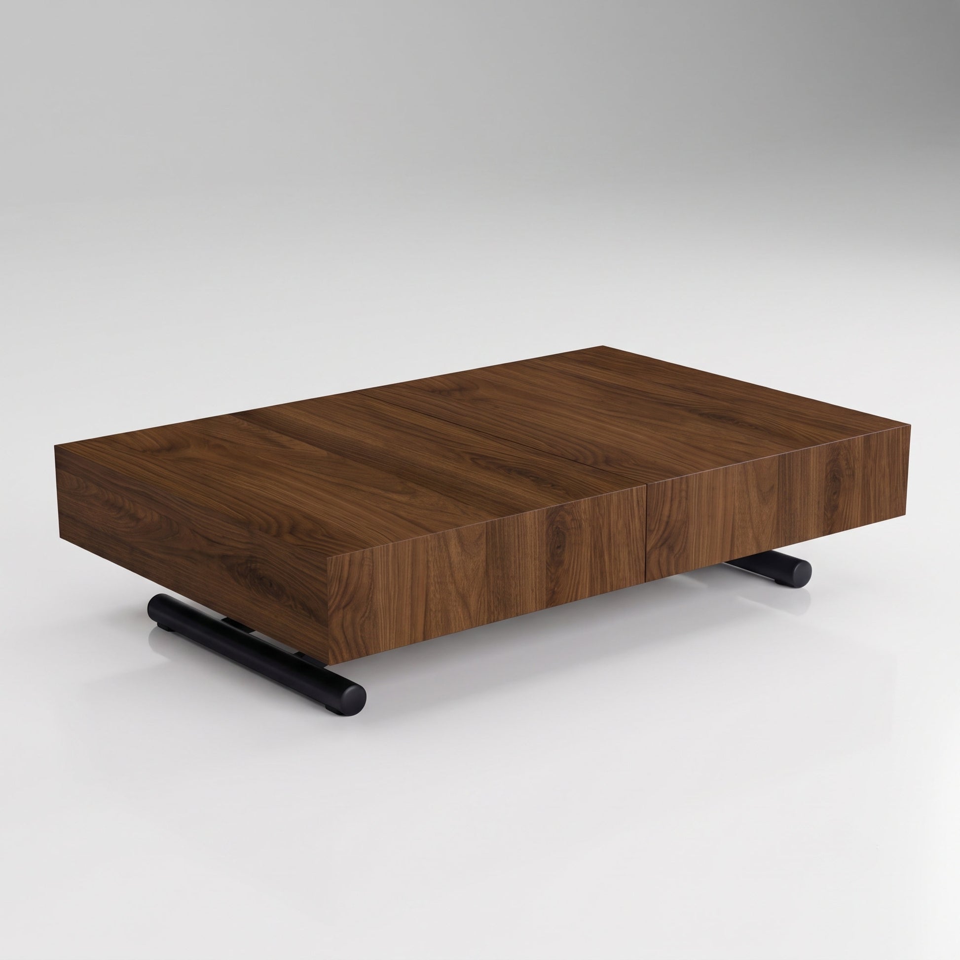 Compact Box Coffee convertible height adjustable extending dinner table lowered in coffee mode | Chocolate Walnut