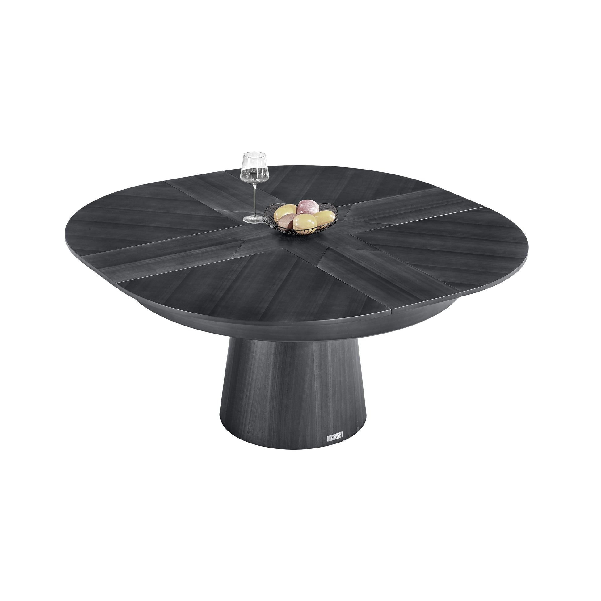 Compass - Expanded Round rotating wood table Capstan Black