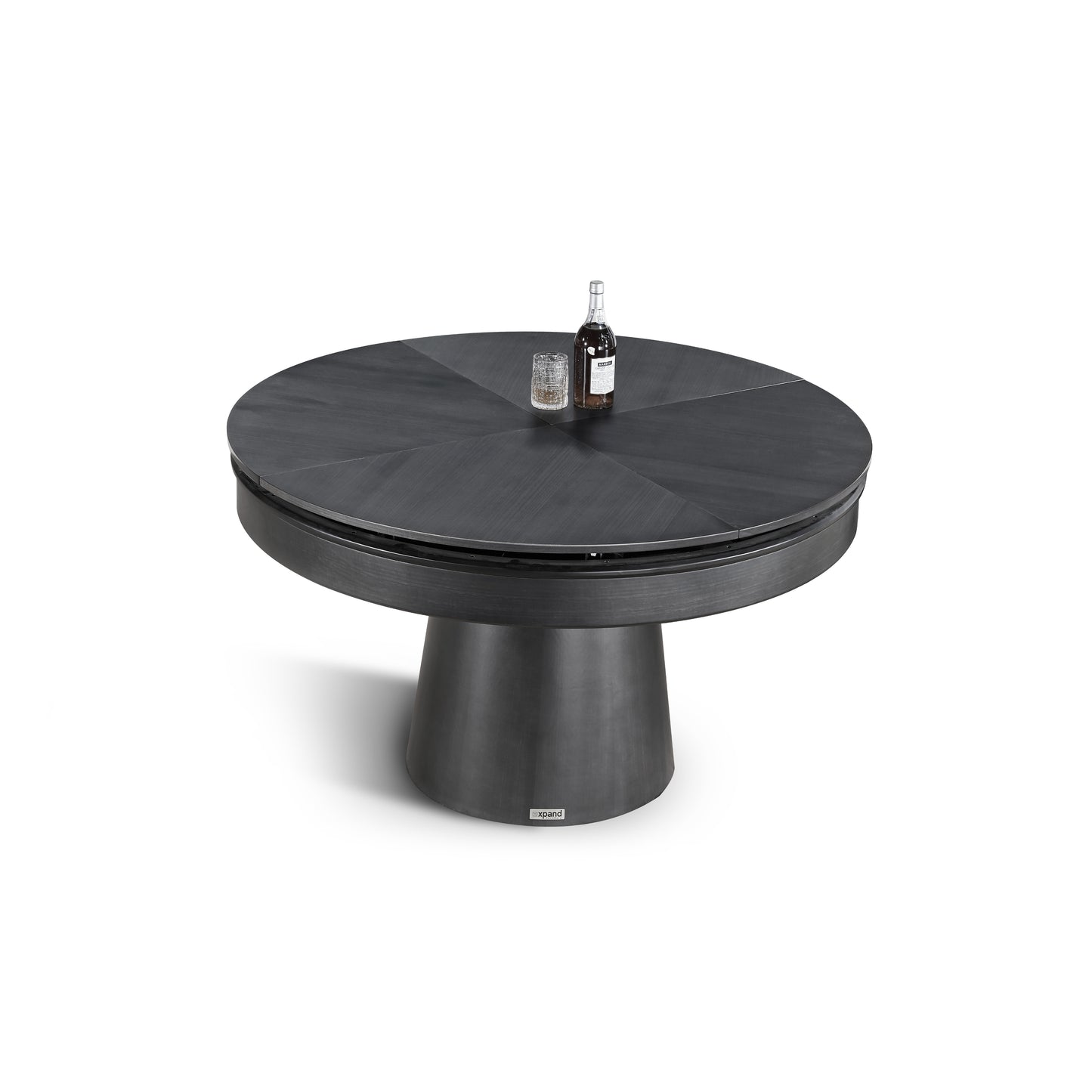 Compass Rotating Expanding Round wood table in black