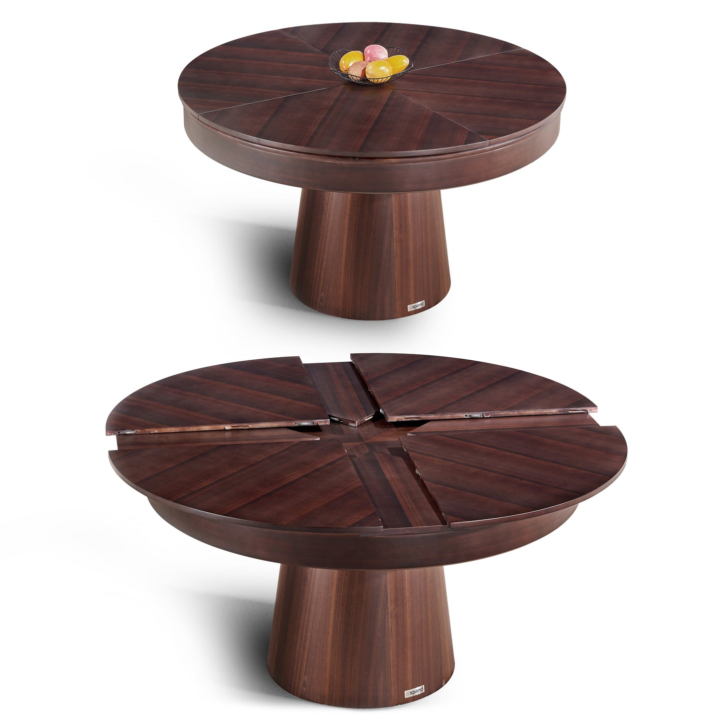 Compass Rotating Round Expandable table in Walnut capstan