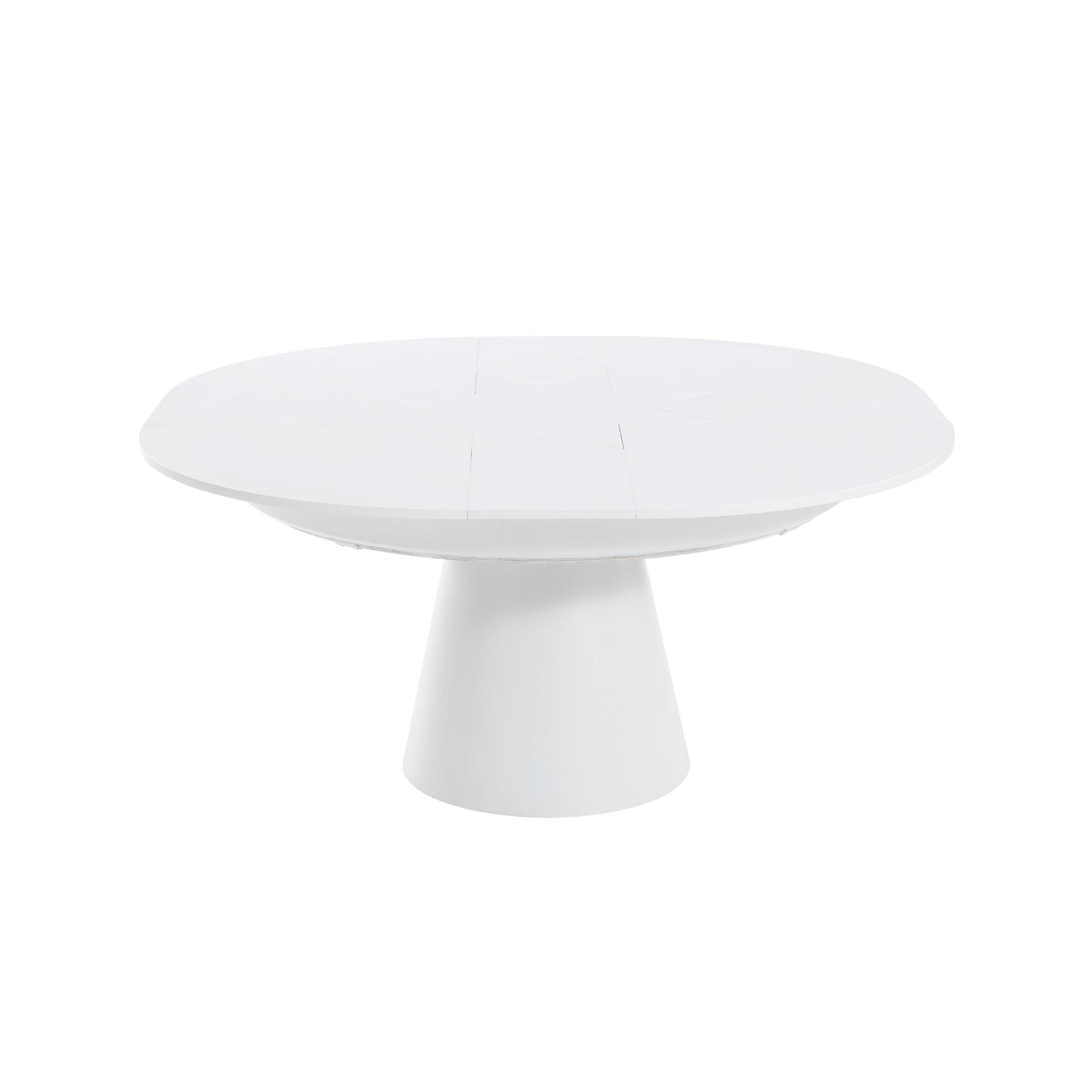 Compass round expanding table in white wood