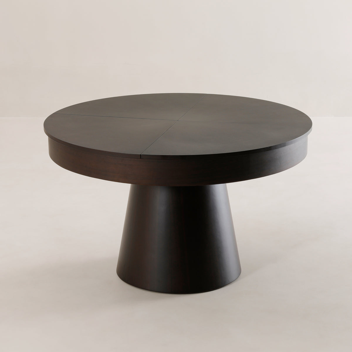 Compass round expanding table with star burst rotating mechanism | Walnut