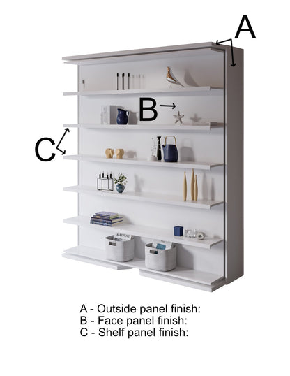 Compatto revolving wall bed shelf model choice of finishing