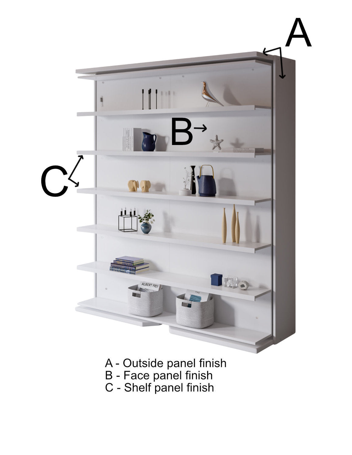 Compatto revolving wall bed shelf model choice of finishing