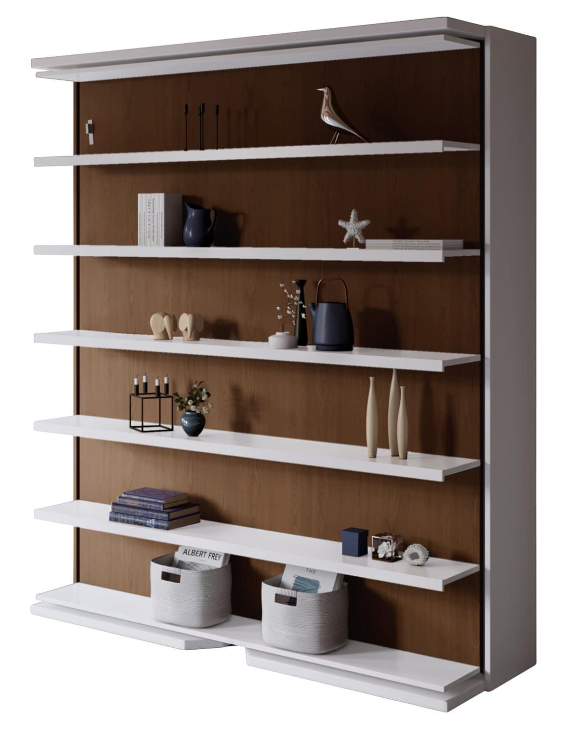 Compatto shelf model b1 bianco white base with b2 Noce sabah face panel