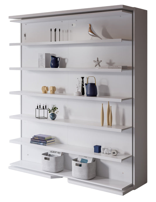 Compatto LMG revolving Shelf wall bed in Bianco white with decorative shelving