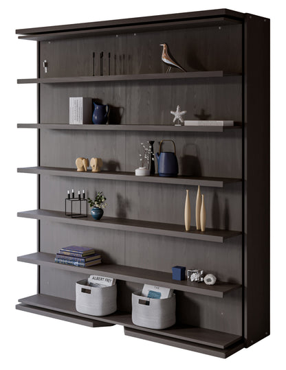 Compatto LMG revolving Shelf wall bed in dark grey rovere dark with decorative shelving