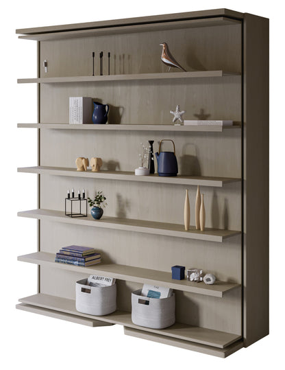 Compatto LMG revolving Shelf wall bed in b8 tortora with decorative shelving