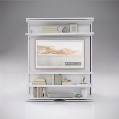 Compatto Rotating Murphy Bed bookshelf with TV option | Bianco Cera