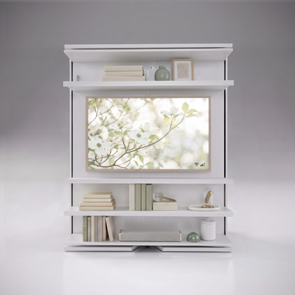 Compatto Rotating Murphy Bed bookshelf with TV option | Bianco Frassino