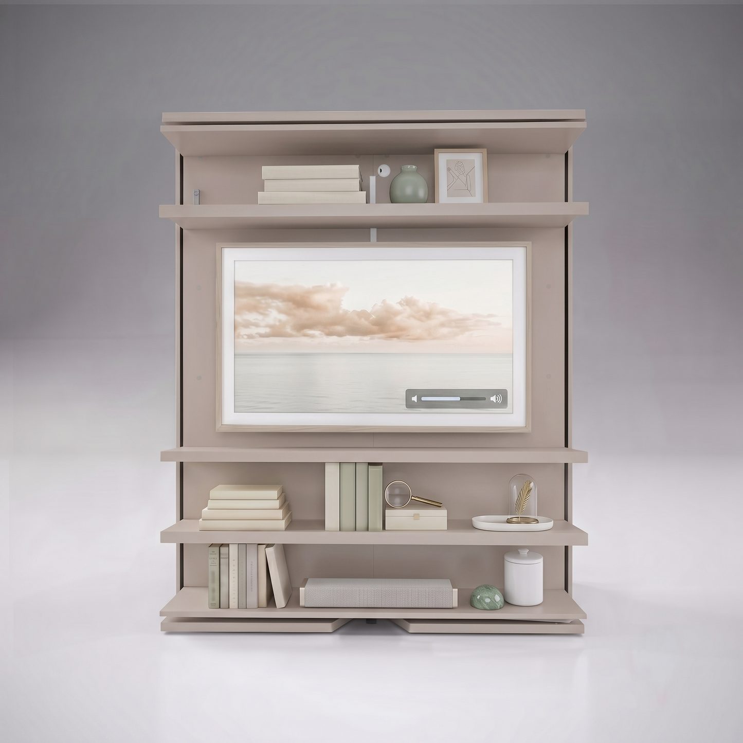 Compatto Rotating Murphy Bed bookshelf with TV option | Cotton