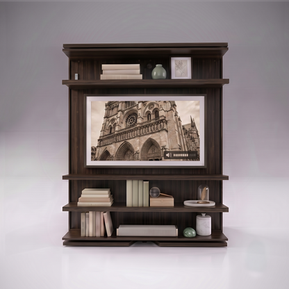 Compatto Rotating Murphy Bed bookshelf with TV option | Eucalipto Scuro