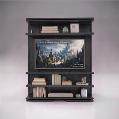 Compatto Rotating Murphy Bed bookshelf with TV option | Rovere Carbone