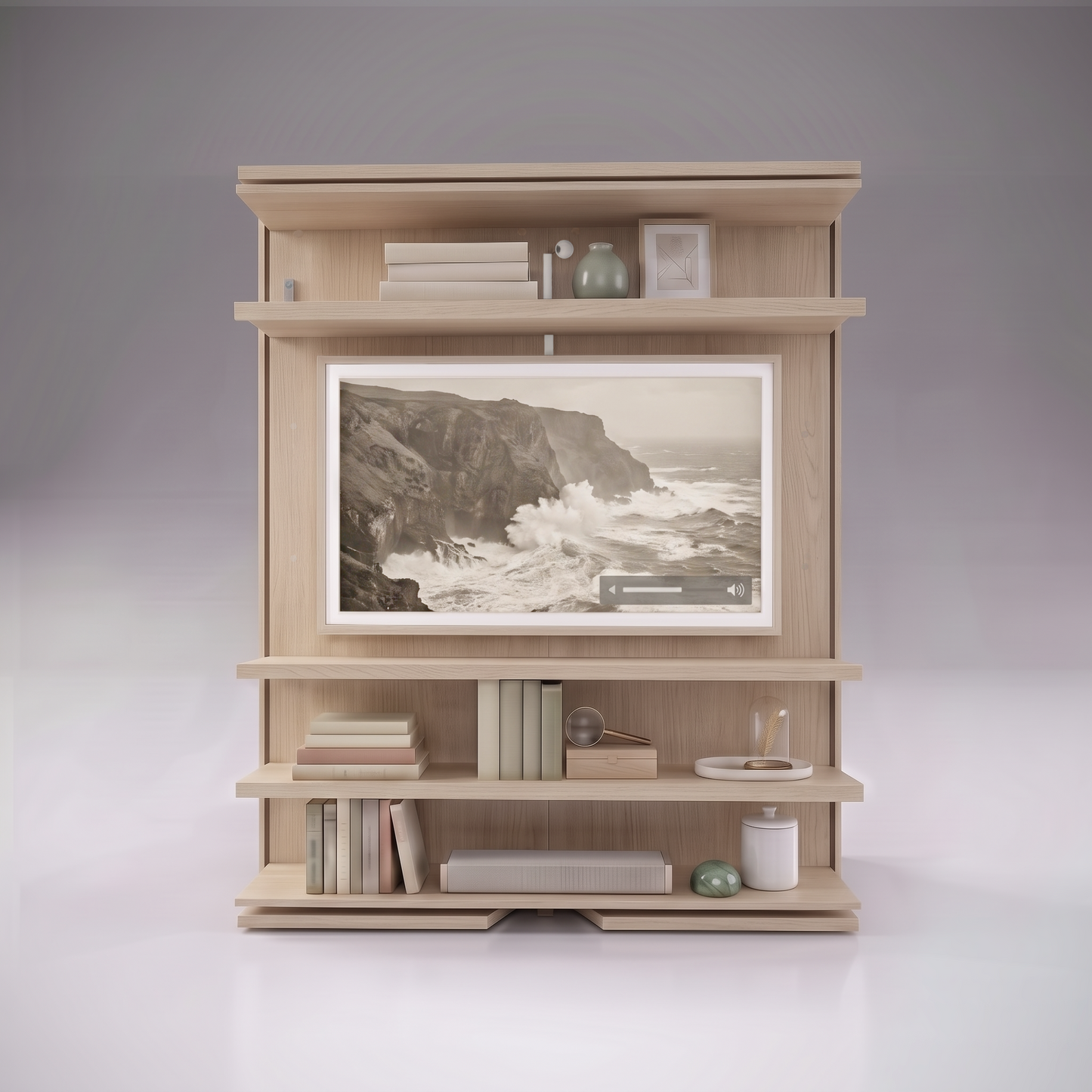 Compatto Rotating Murphy Bed bookshelf with TV option | Rovere Fine